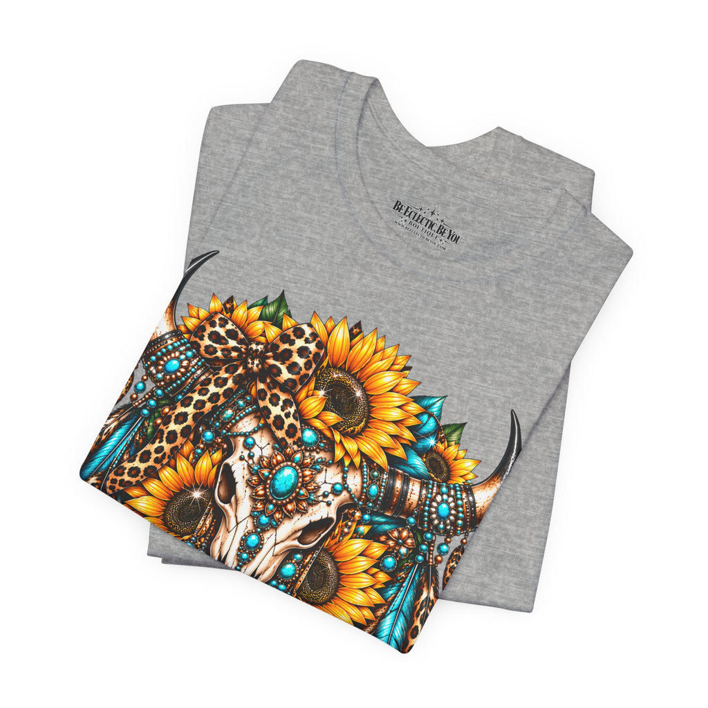 Boho Buffalo Skull Sunflower T-Shirt