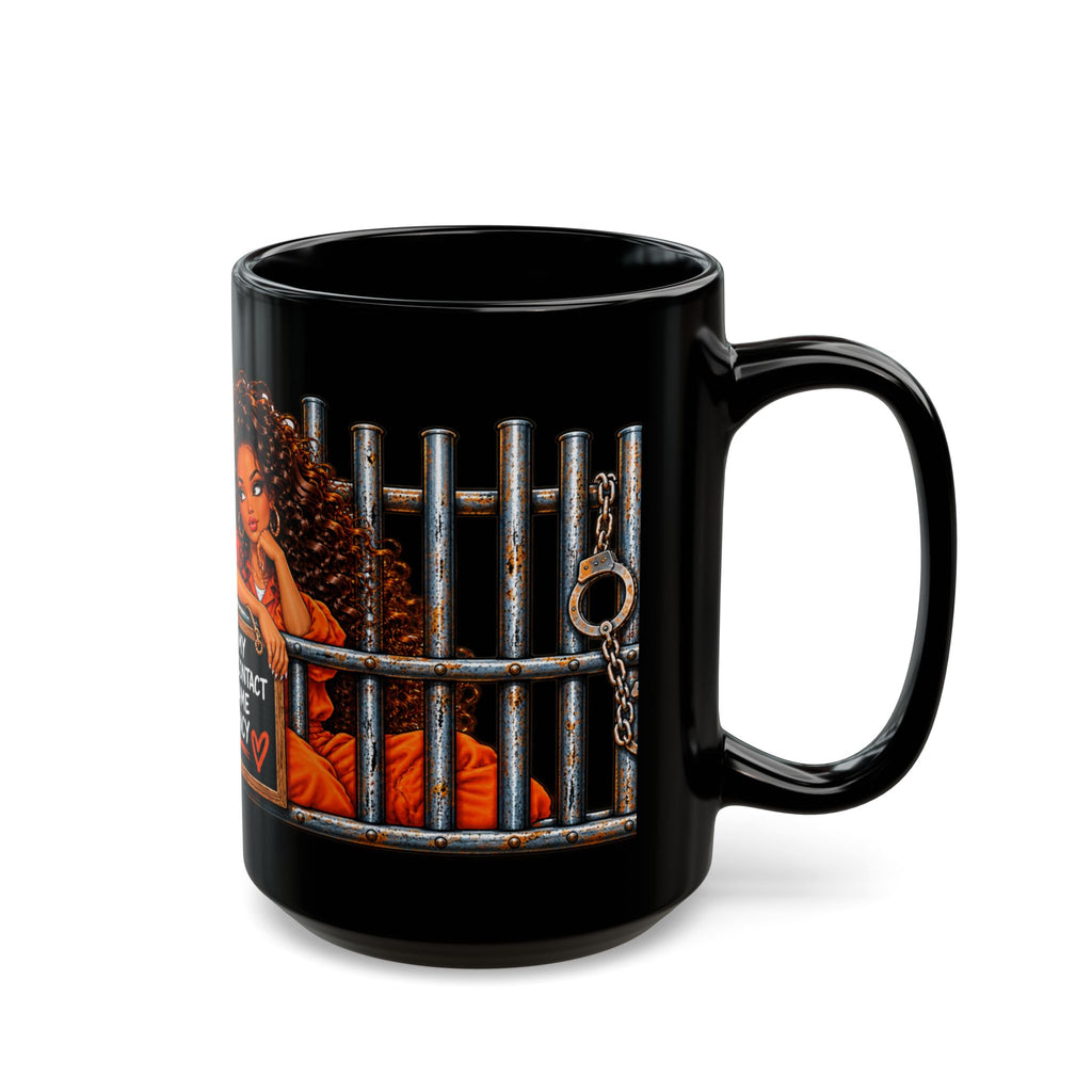 Black Mug - "Me and My Emergency Contact in the Same Emergency" Graphic Coffee Mug
