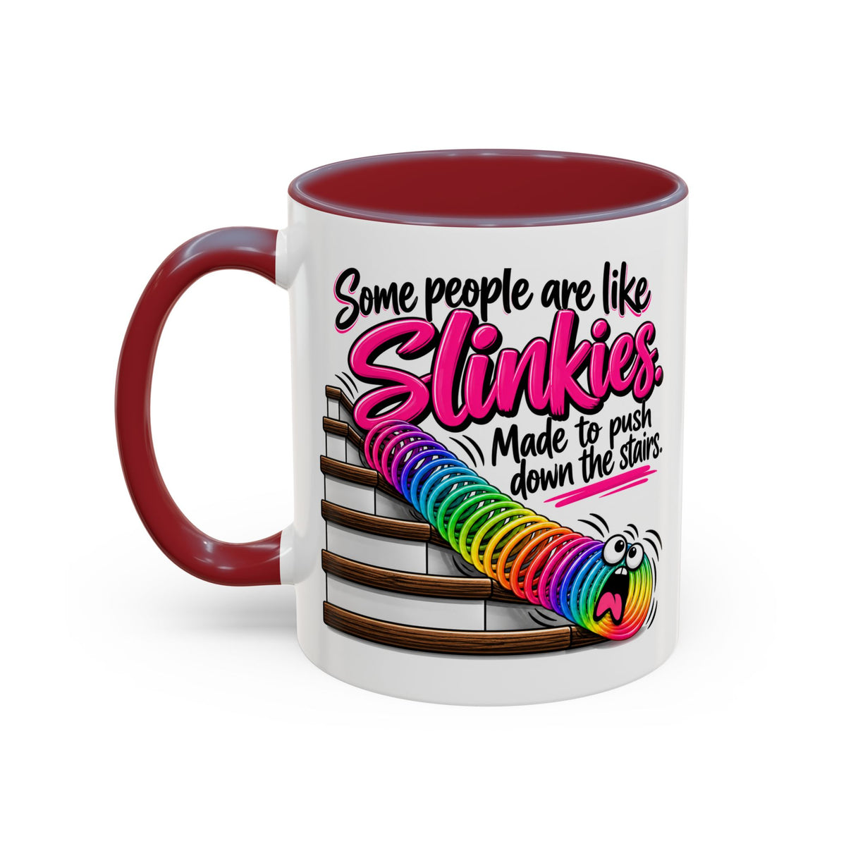 Funny 'Some People Are Like Slinkies' Accent Coffee Mug – Humorous Rainbow Slinky Gift