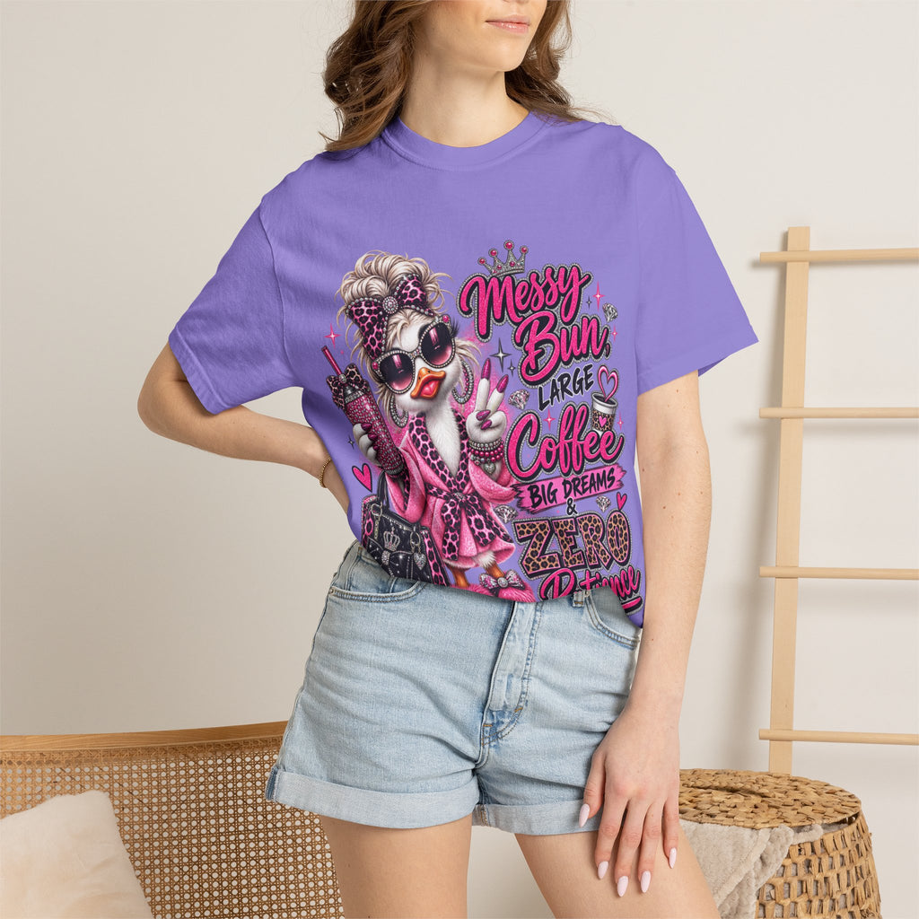Messy Bun, Big Coffee, Zero Patience T-Shirt — Funny Graphic Tee for Moms & Busy Women
