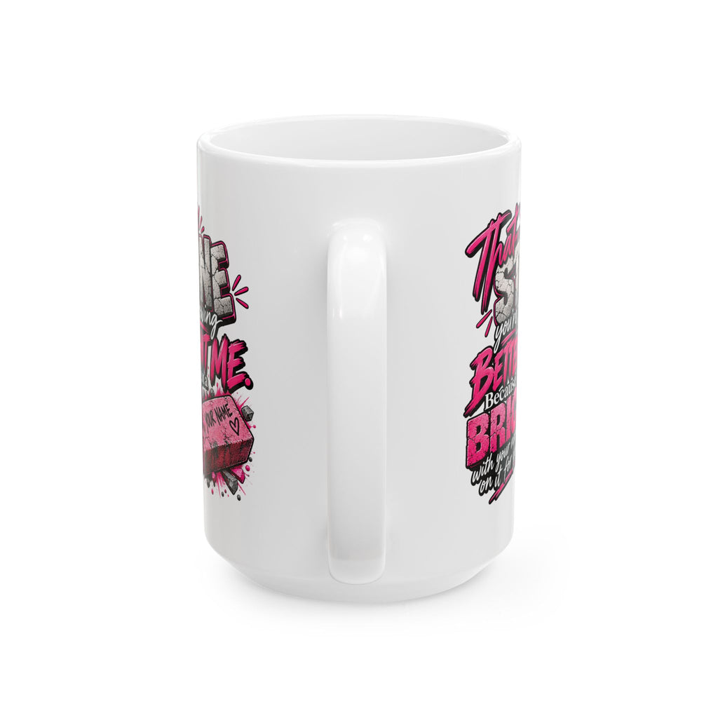 Ceramic Mug — 'They Said Be Brave' Pink Skull Gothic Coffee Cup (11oz, 15oz)