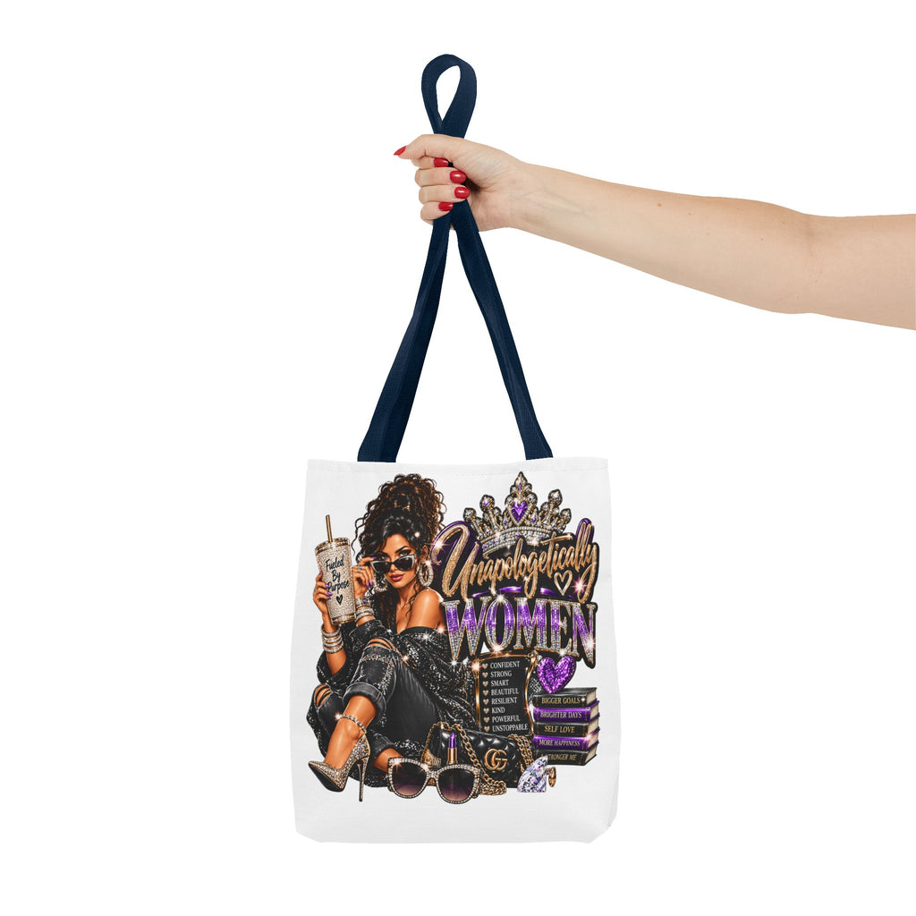 Unapologetically Woman Tote Bag — Empowered Black Queen Graphic Tote