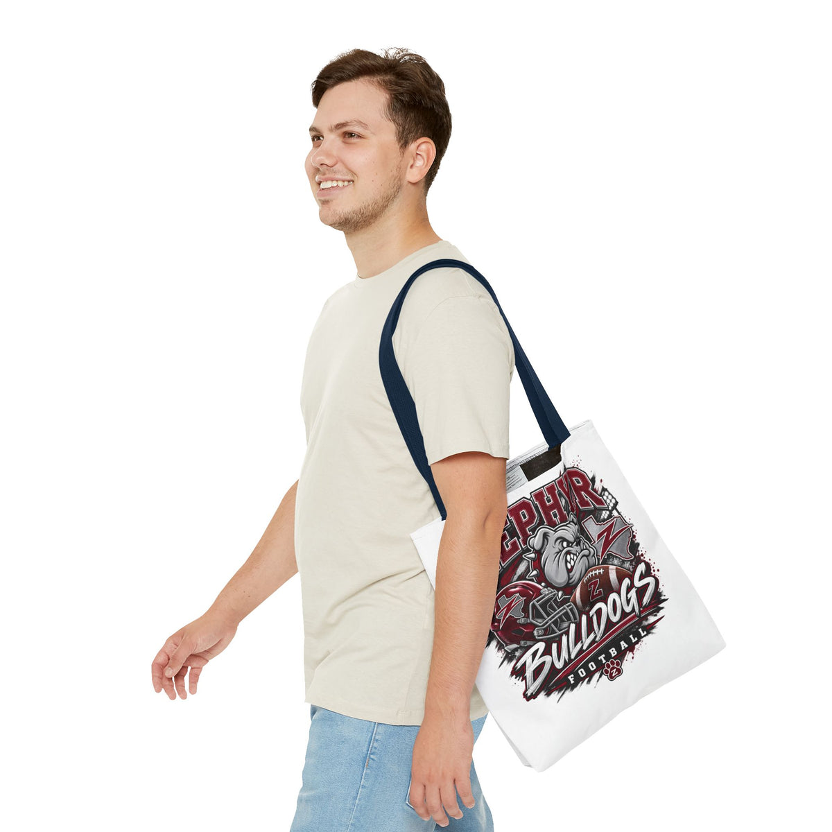 Bulldogs Football Tote Bag — Zephyr Mascot Collegiate Game Day Tote