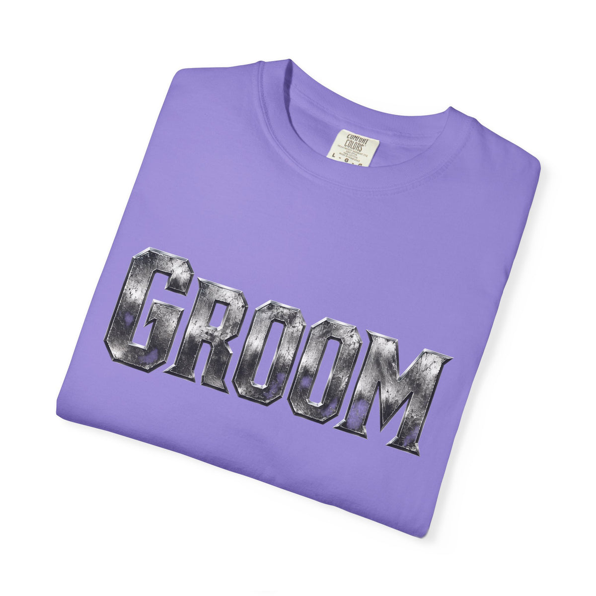 Groom Graphic T-Shirt — Metallic Lettering Wedding Tee for Grooms