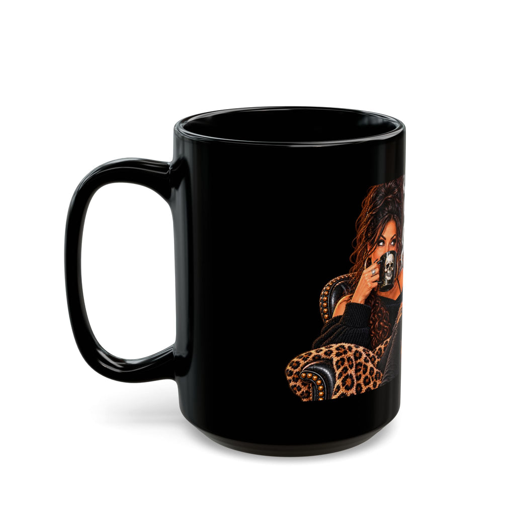 Black Coffee Mug — "People Have to Pretend You're a Bad Person" Bold Leopard Graphic (11oz, 15oz)