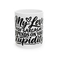 Sarcastic Love Mug — "My Level of Sarcasm Depends on Your Stupidity" Ceramic Coffee Mug (11oz/15oz)
