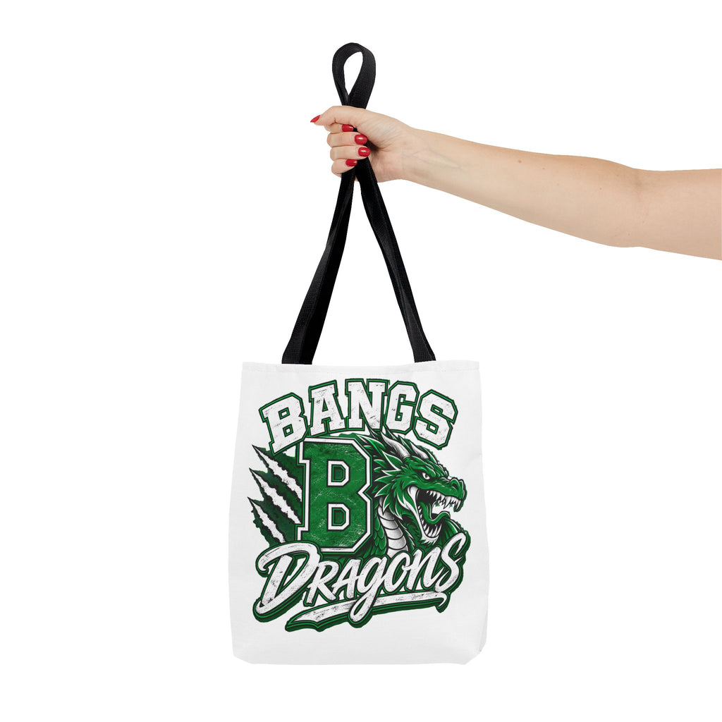 Bangs Dragons Tote Bag — Green Mascot Dragon School Spirit Tote