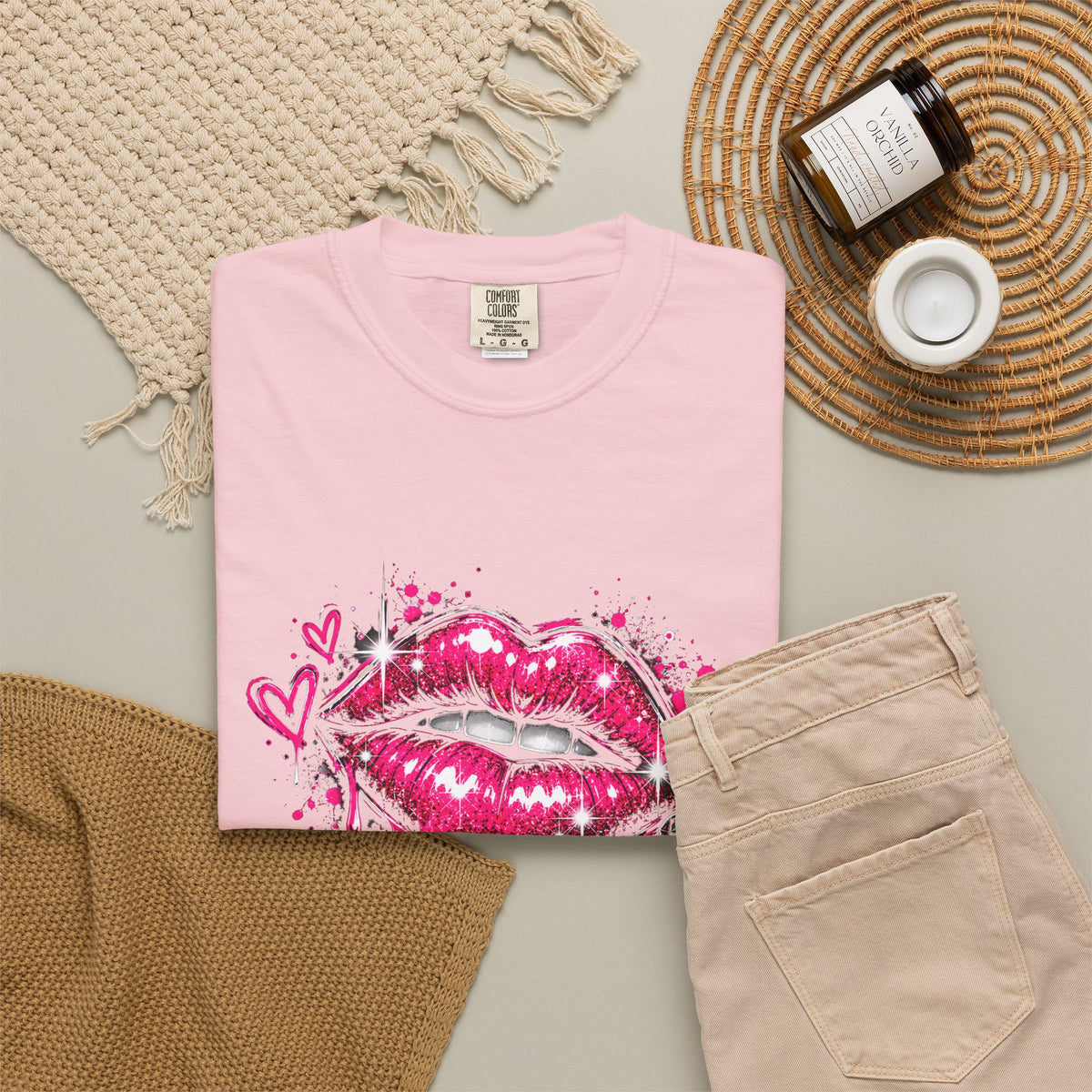 Graphic T-Shirt — Pink Lip Art & 'Backup!' Slogan Tee