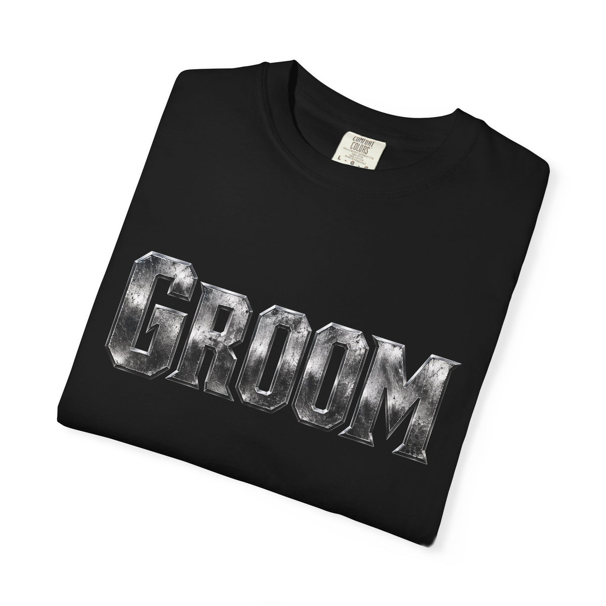 Groom Graphic T-Shirt — Metallic Lettering Wedding Tee for Grooms