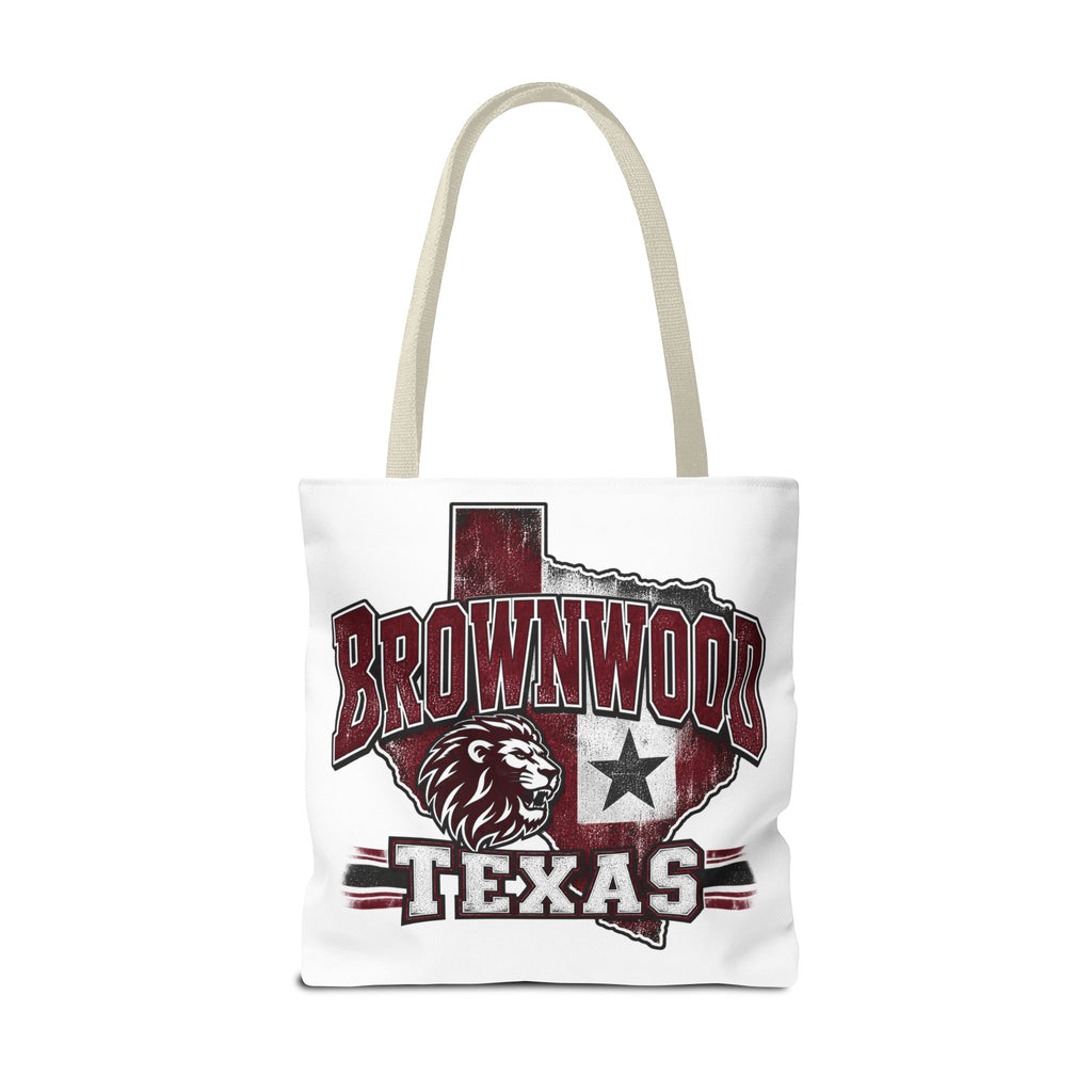 Brownwood Texas Lion Tote Bag – Vintage State Pride AOP Tote