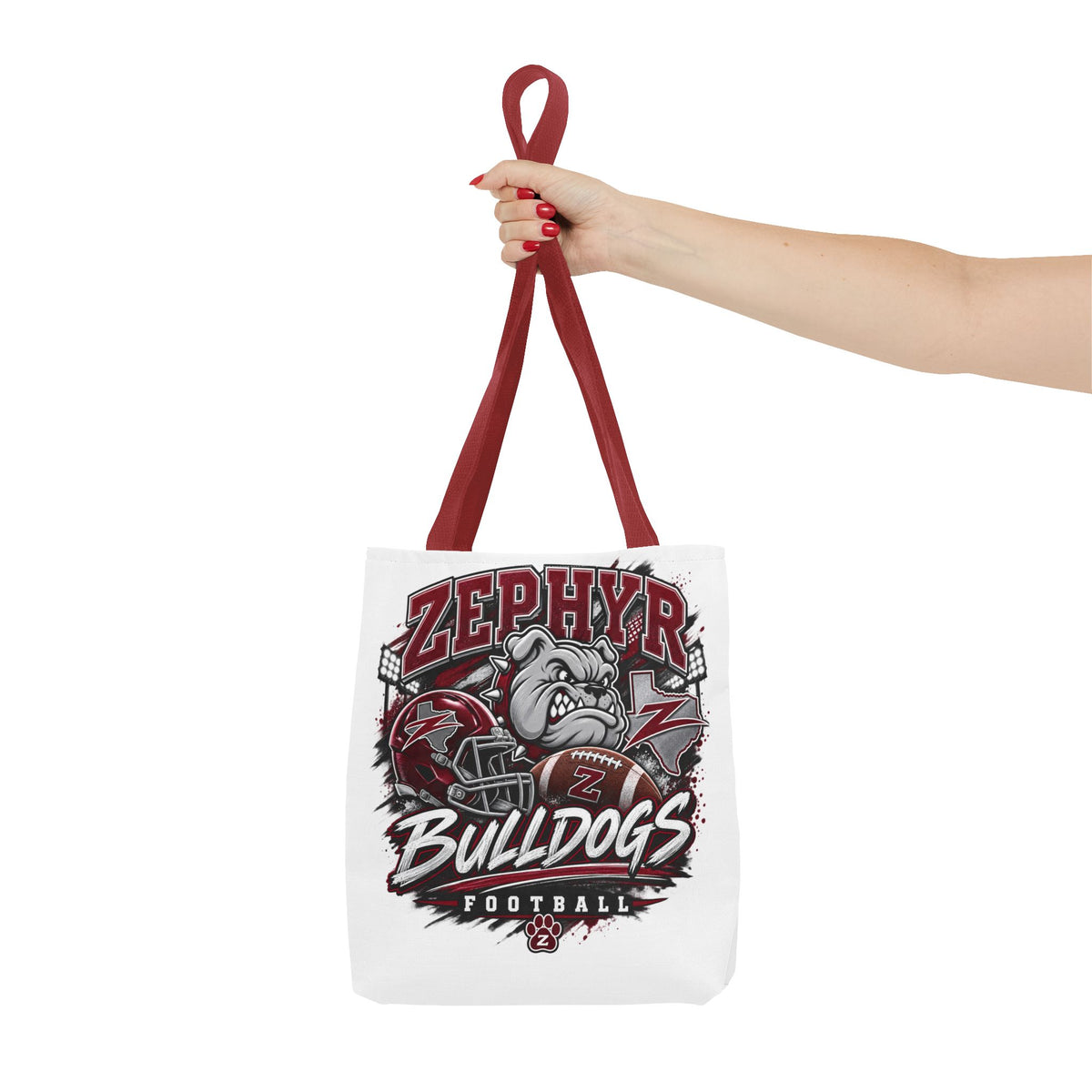Bulldogs Football Tote Bag — Zephyr Mascot Collegiate Game Day Tote