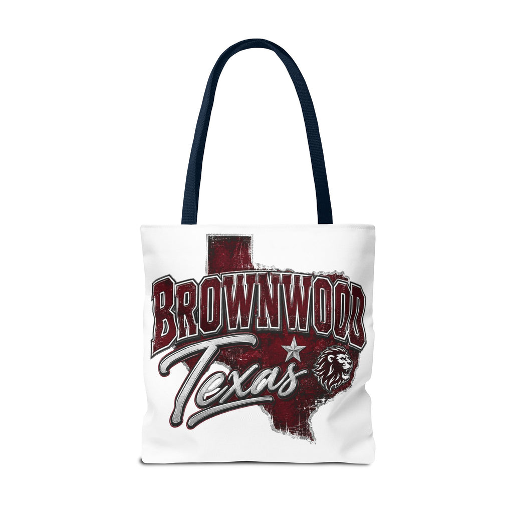 Brownwood Texas Tote Bag — Vintage State Outline & Lion Graphic
