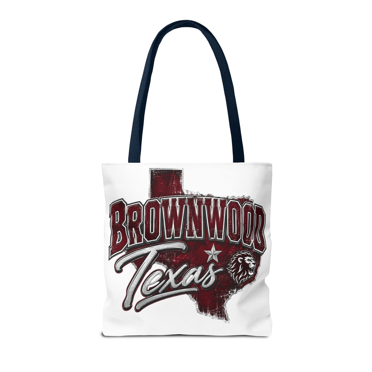 Brownwood Texas Tote Bag — Vintage State Outline & Lion Graphic