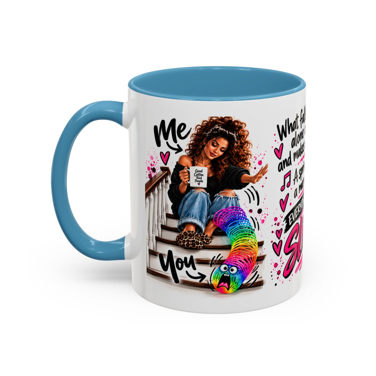 Slinky Coffee Mug — Funny Rainbow Slinky Gift for Friends & Teachers