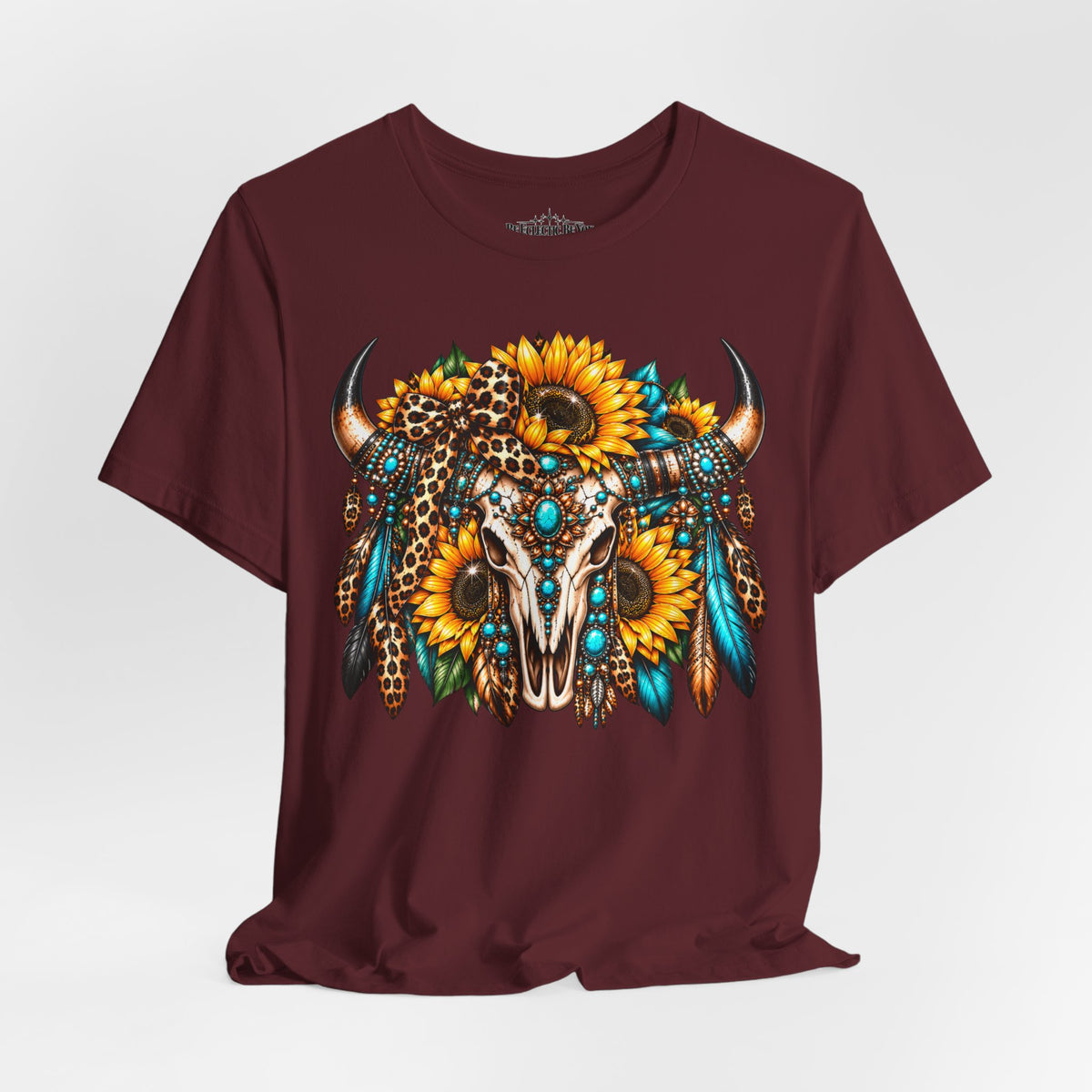 Boho Buffalo Skull Sunflower T-Shirt