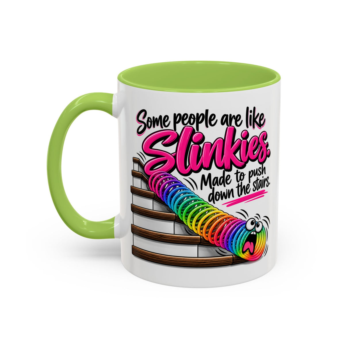 Funny 'Some People Are Like Slinkies' Accent Coffee Mug – Humorous Rainbow Slinky Gift