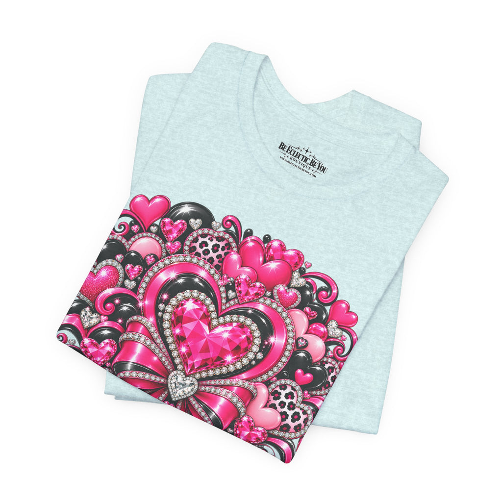 Pink Heart Valentine’s Day Graphic T-Shirt