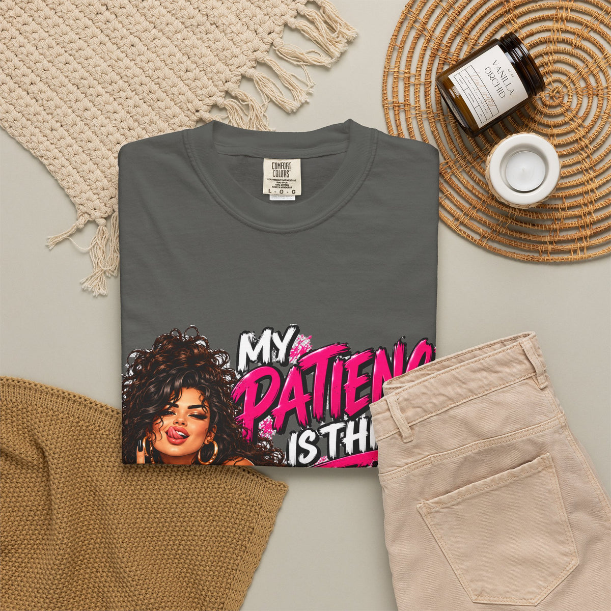 Graphic T-Shirt — "My Patience Is Thin and My Give a F*** Is Broken" Retro Sassy Woman