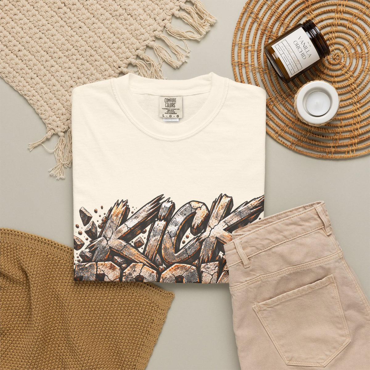 Kick Rocks T‑Shirt — Grunge Stone Graffiti Tee
