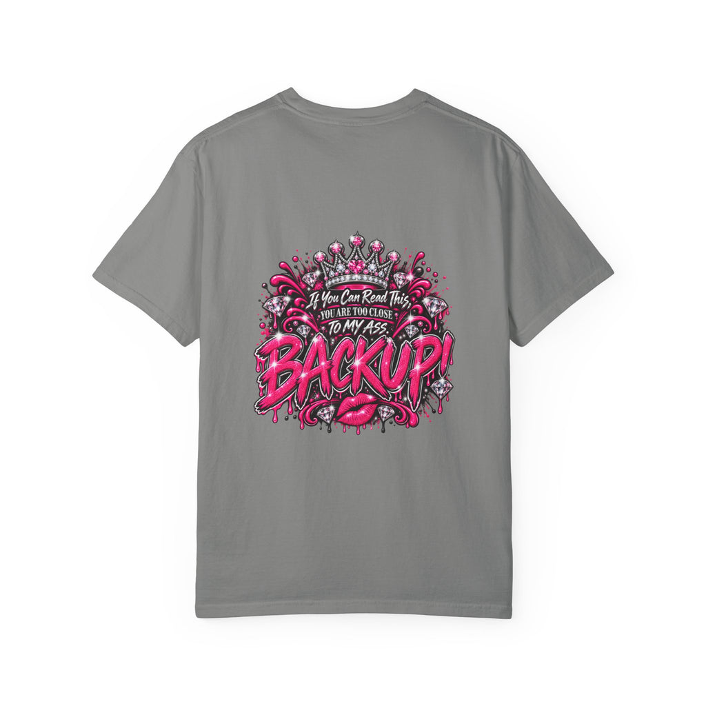 Graphic T-Shirt — Pink Lip Art & 'Backup!' Slogan Tee