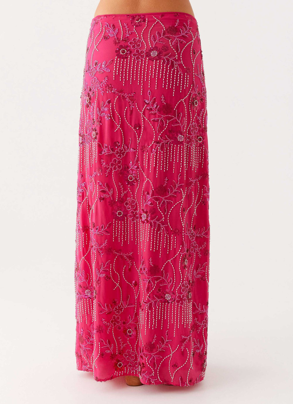 Embroidered Sequin Long Skirt