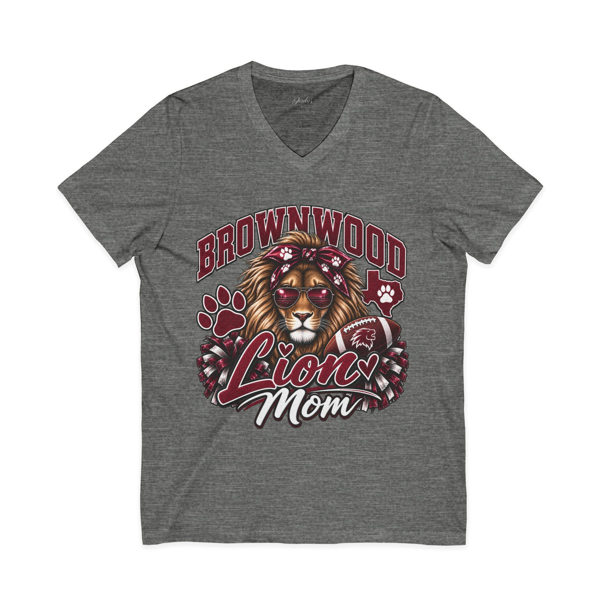 Brownwood Lions Mom Jersey Short Sleeve V-Neck Tee