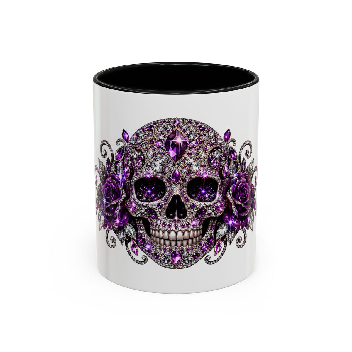Purple Jeweled Skull Coffee Mug — Gothic Accent Tea Cup