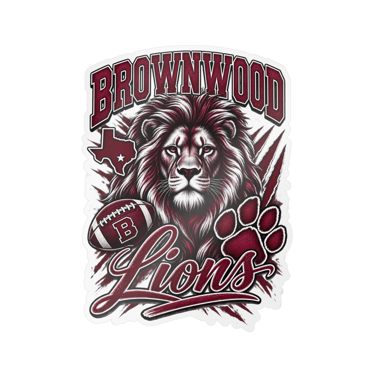 Brownwood Lions Kiss-Cut Vinyl Decals