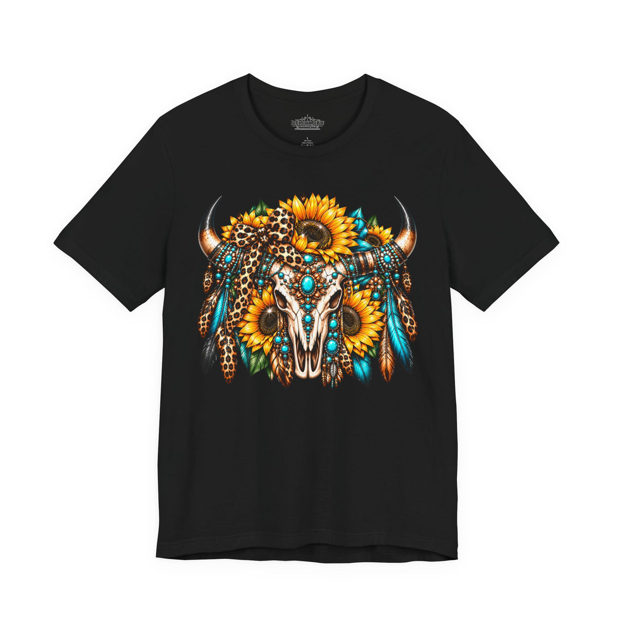 Boho Buffalo Skull Sunflower T-Shirt
