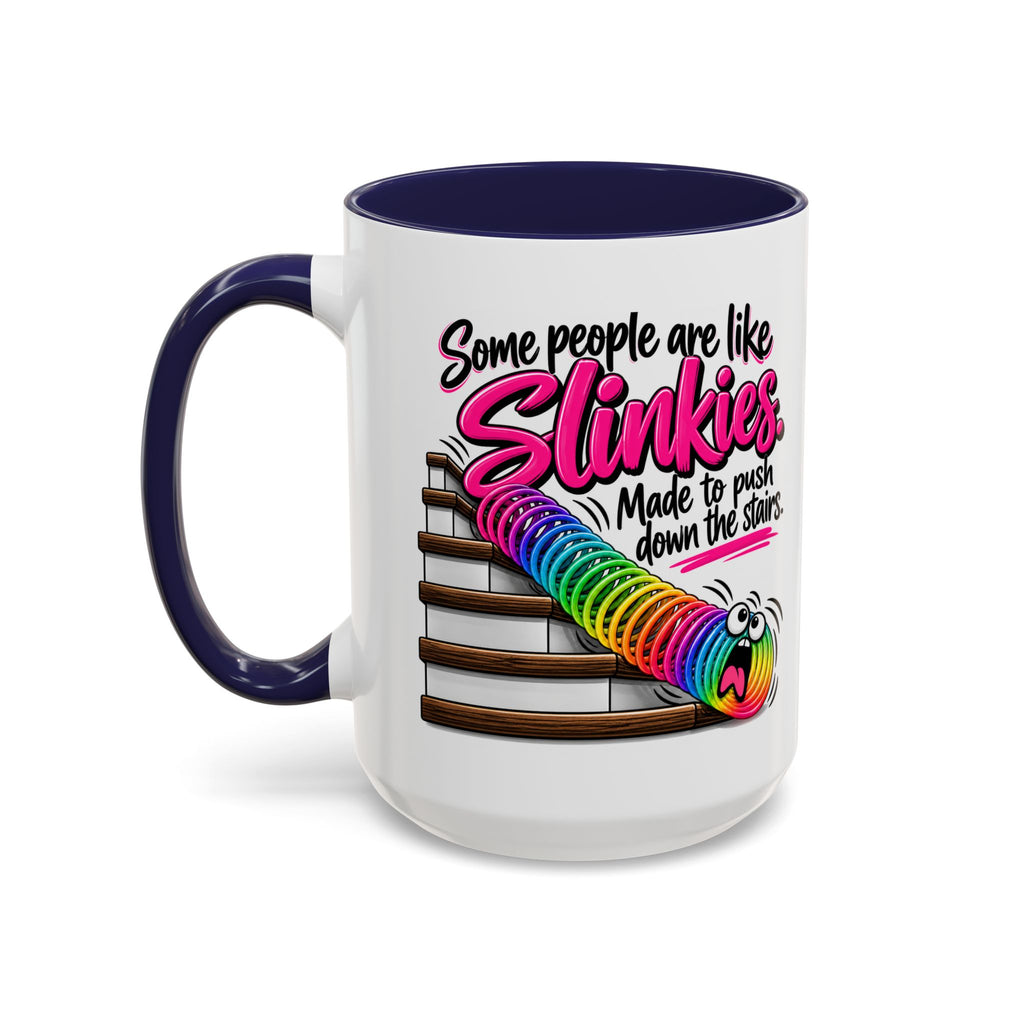 Funny 'Some People Are Like Slinkies' Accent Coffee Mug – Humorous Rainbow Slinky Gift