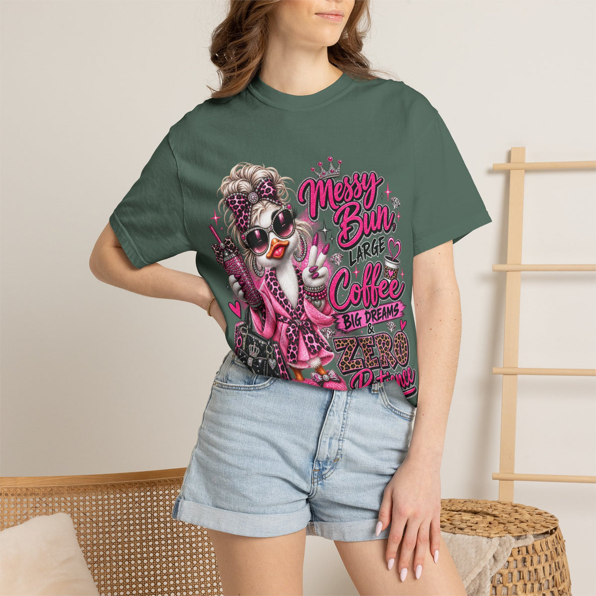 Messy Bun, Big Coffee, Zero Patience T-Shirt — Funny Graphic Tee for Moms & Busy Women