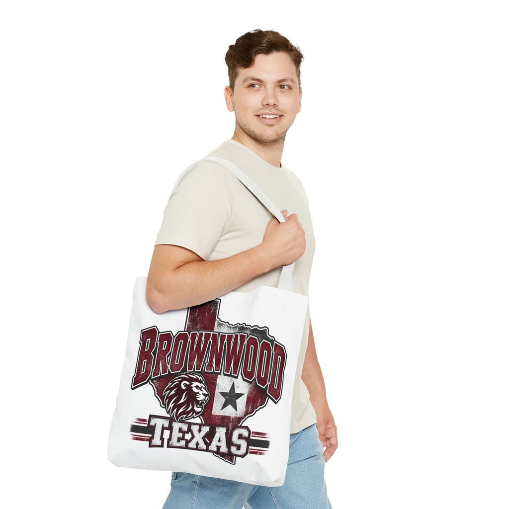 Brownwood Texas Lion Tote Bag – Vintage State Pride AOP Tote