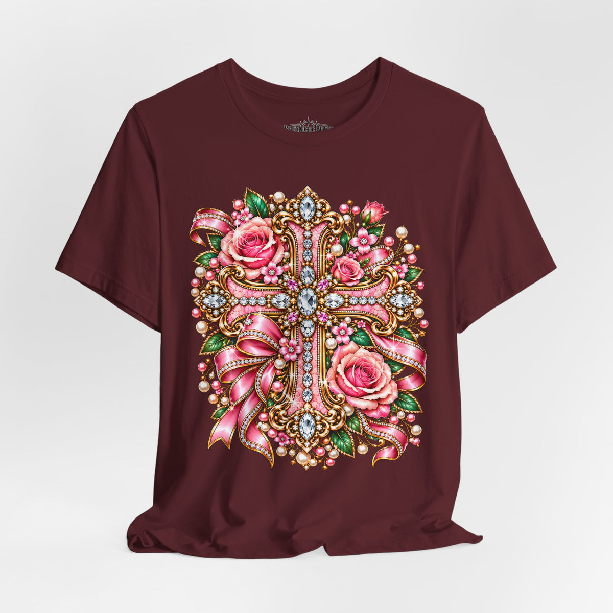 Ornate Floral Cross Rose Tee