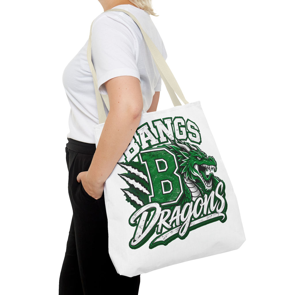 Bangs Dragons Tote Bag — Green Mascot Dragon School Spirit Tote