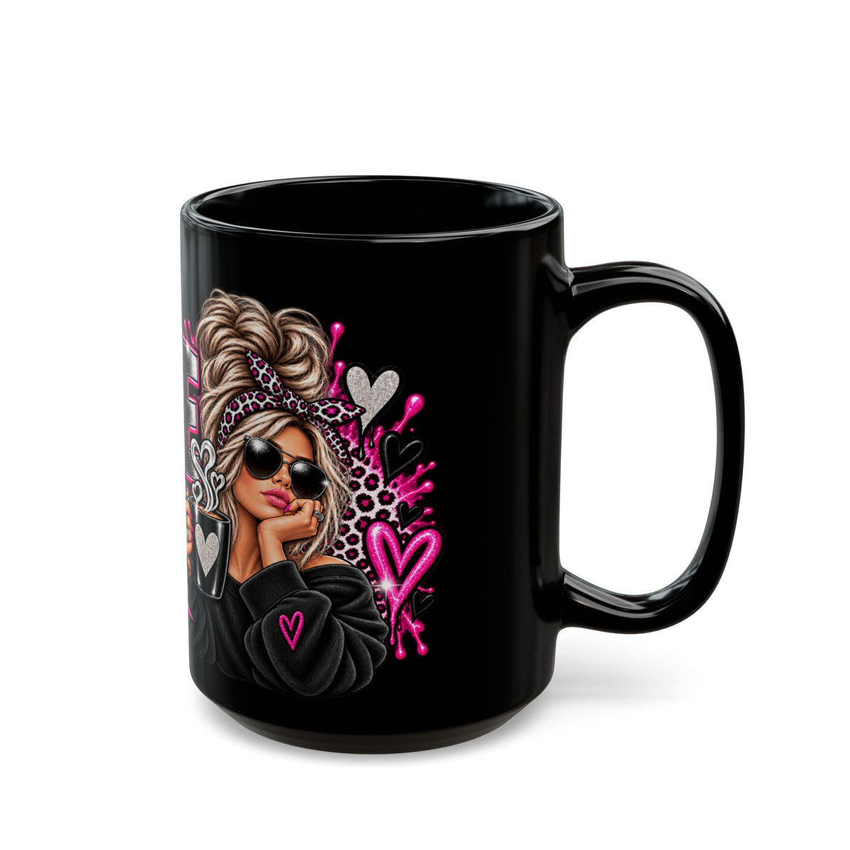 Coffee First Black Mug — Funny Girly Coffee Lover Gift ("Coffee First, Then We'll See")