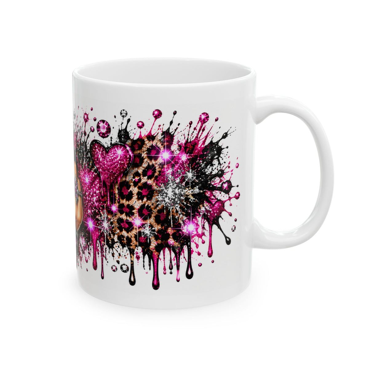Pink Glitter Middle Finger Mug — Sassy Attitude Ceramic Coffee Cup (11oz & 15oz)