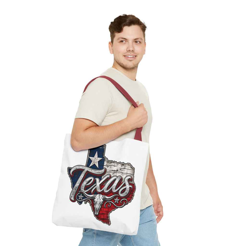 Texas Flag State Outline Tote Bag — Rustic Western 'Texas' Design