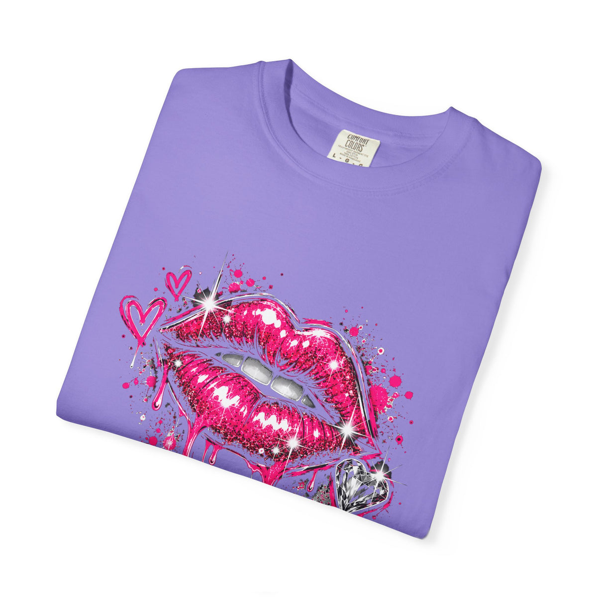 Graphic T-Shirt — Pink Lip Art & 'Backup!' Slogan Tee