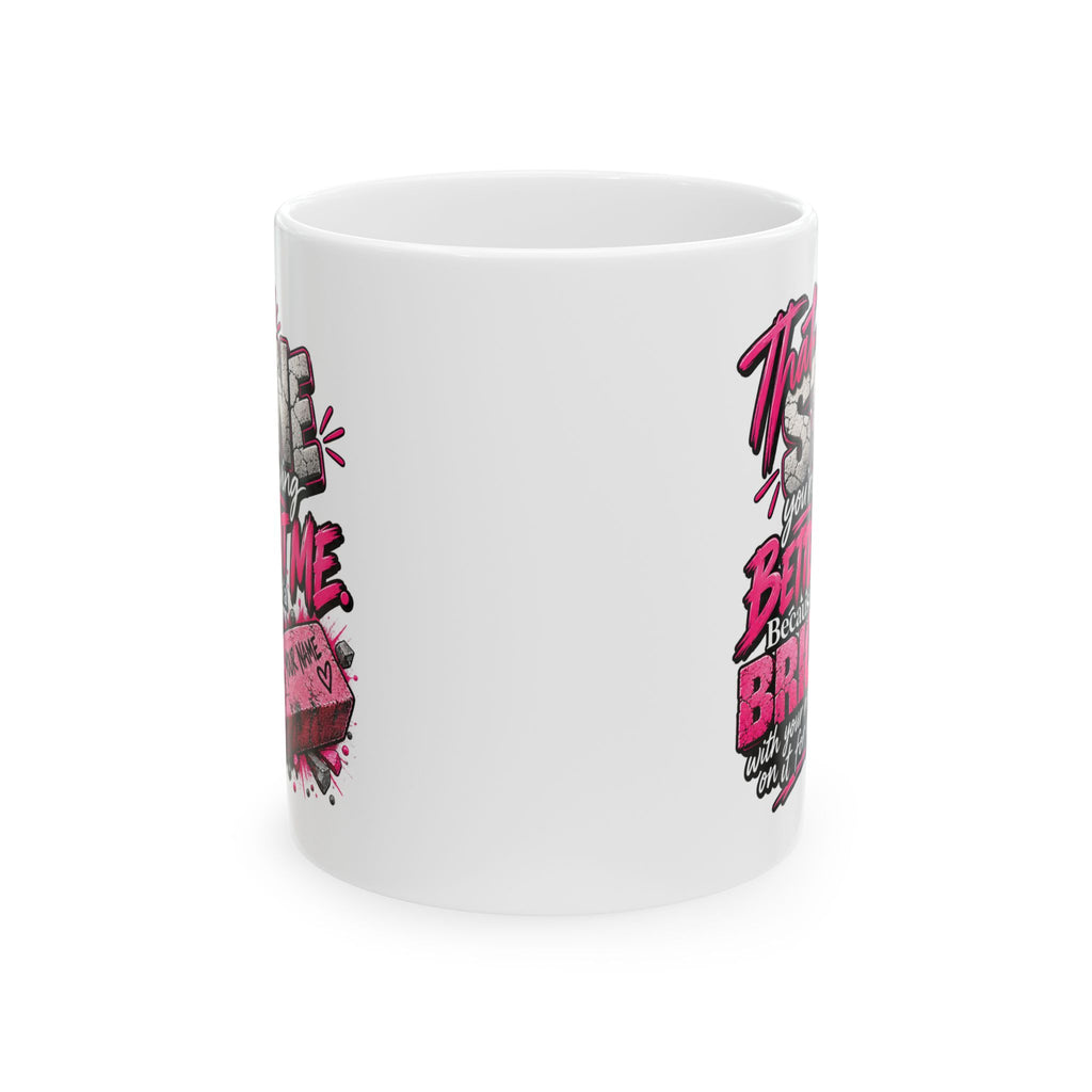 Ceramic Mug — 'They Said Be Brave' Pink Skull Gothic Coffee Cup (11oz, 15oz)