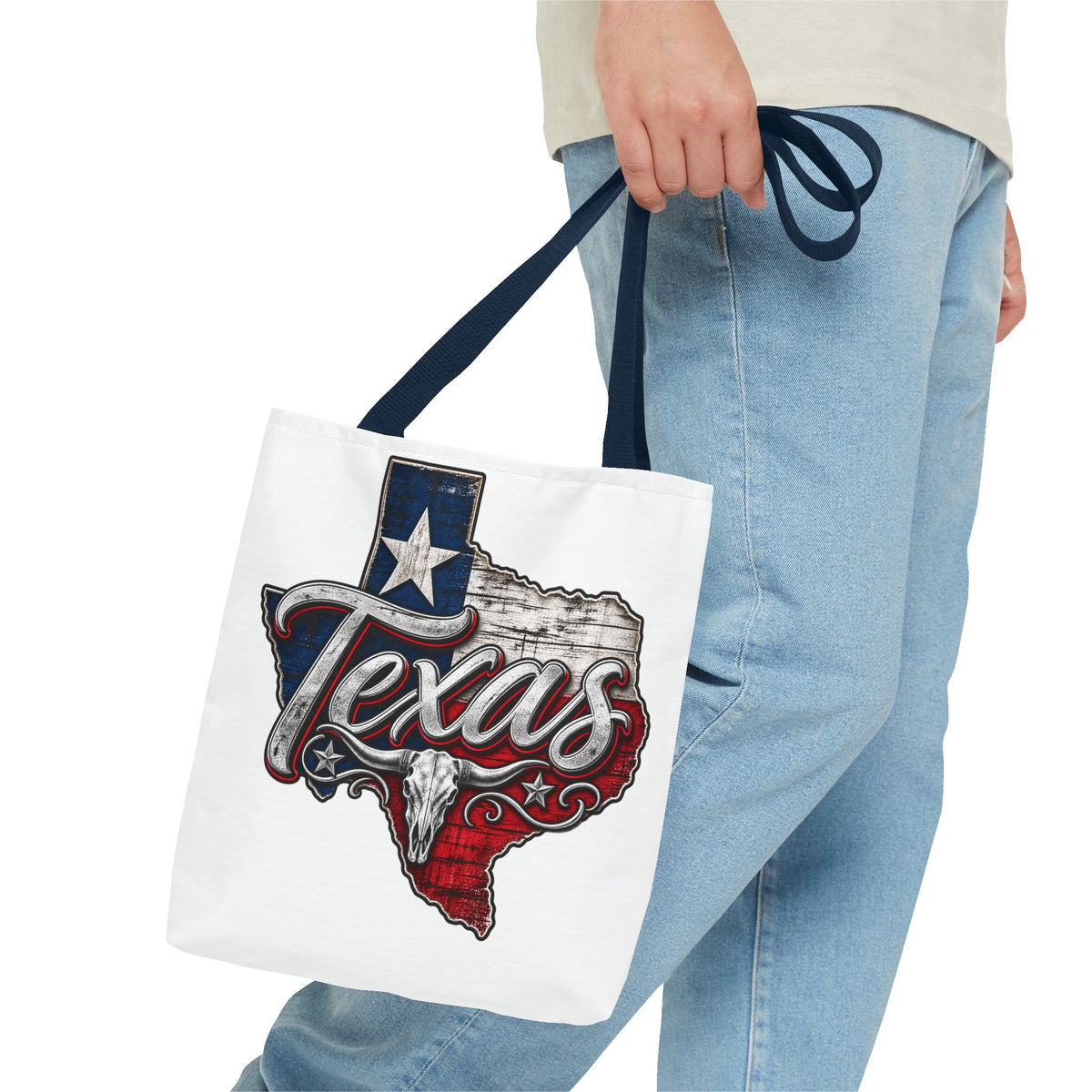 Texas Flag State Outline Tote Bag — Rustic Western 'Texas' Design