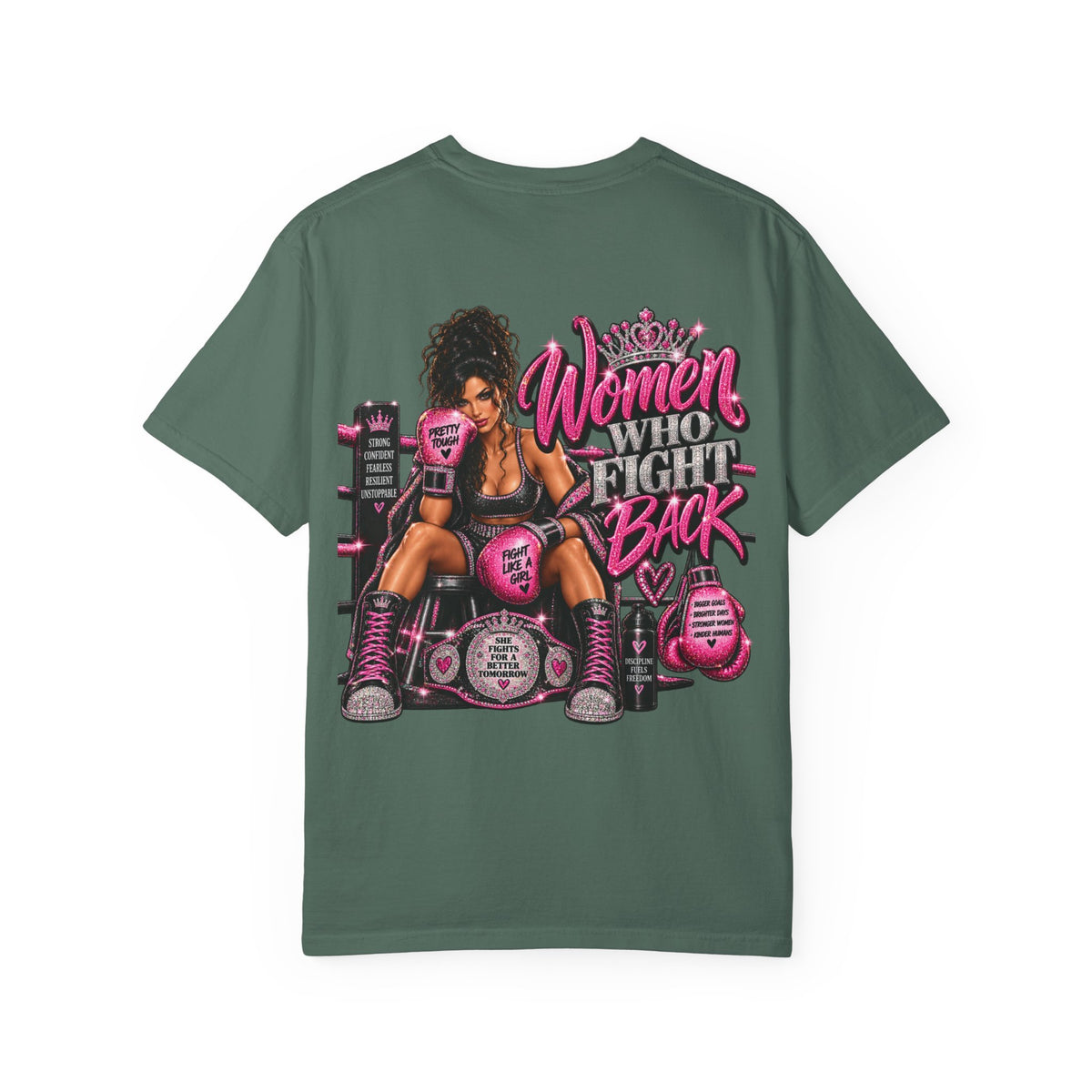 Women Who Fight Back T‑Shirt — Empowerment Boxing Graphic Tee