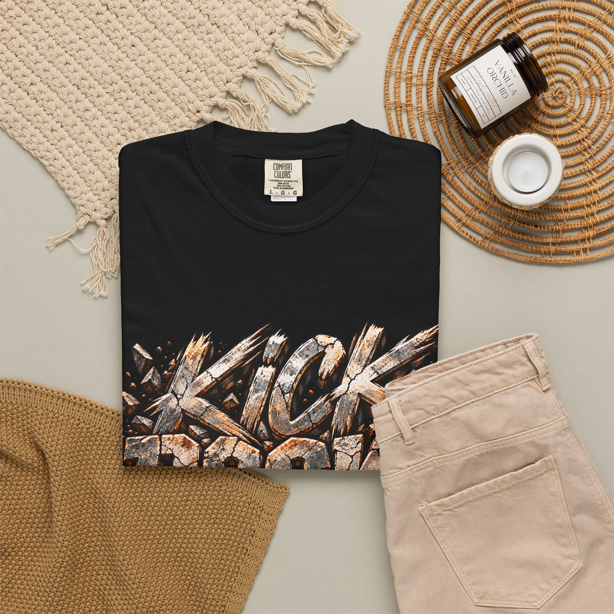 Kick Rocks T‑Shirt — Grunge Stone Graffiti Tee