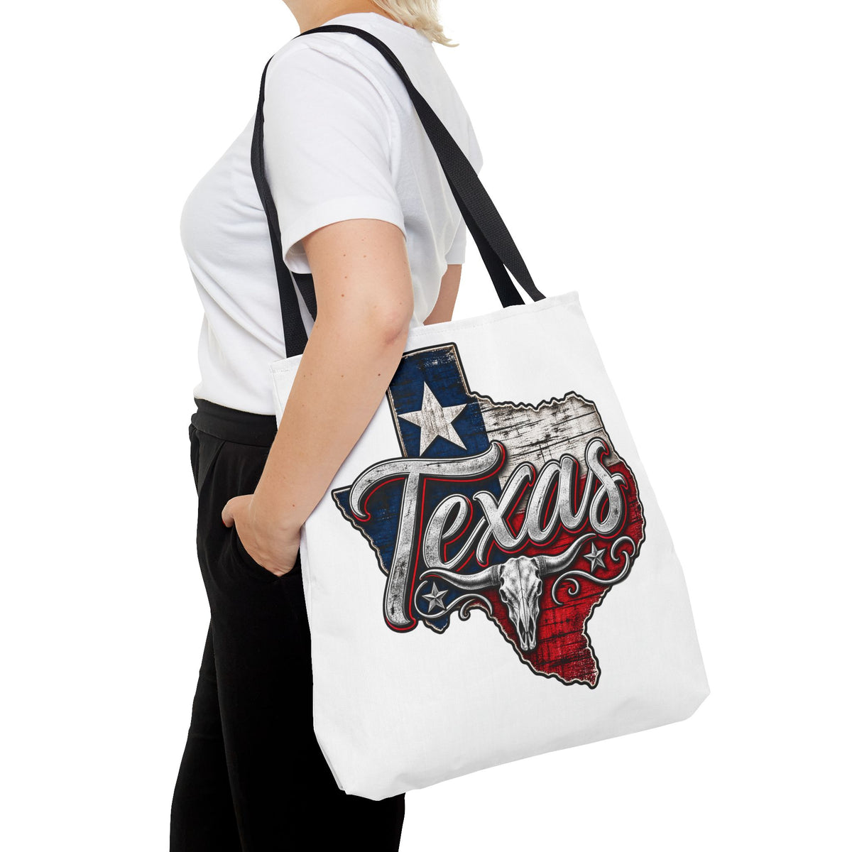 Texas Flag State Outline Tote Bag — Rustic Western 'Texas' Design
