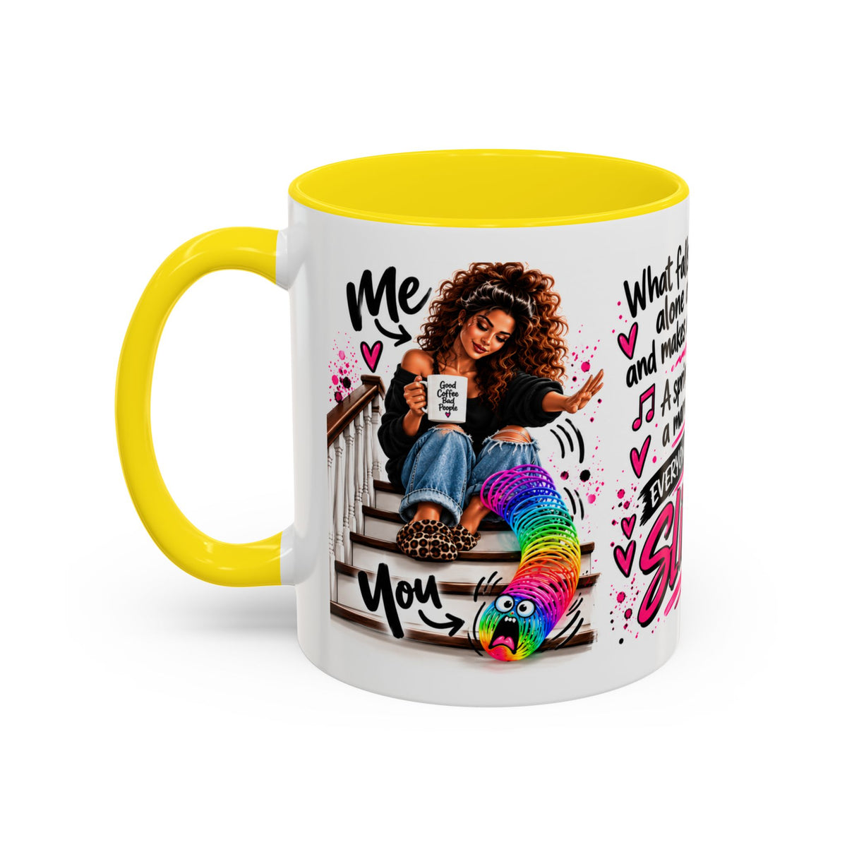 Slinky Coffee Mug — Funny Rainbow Slinky Gift for Friends & Teachers
