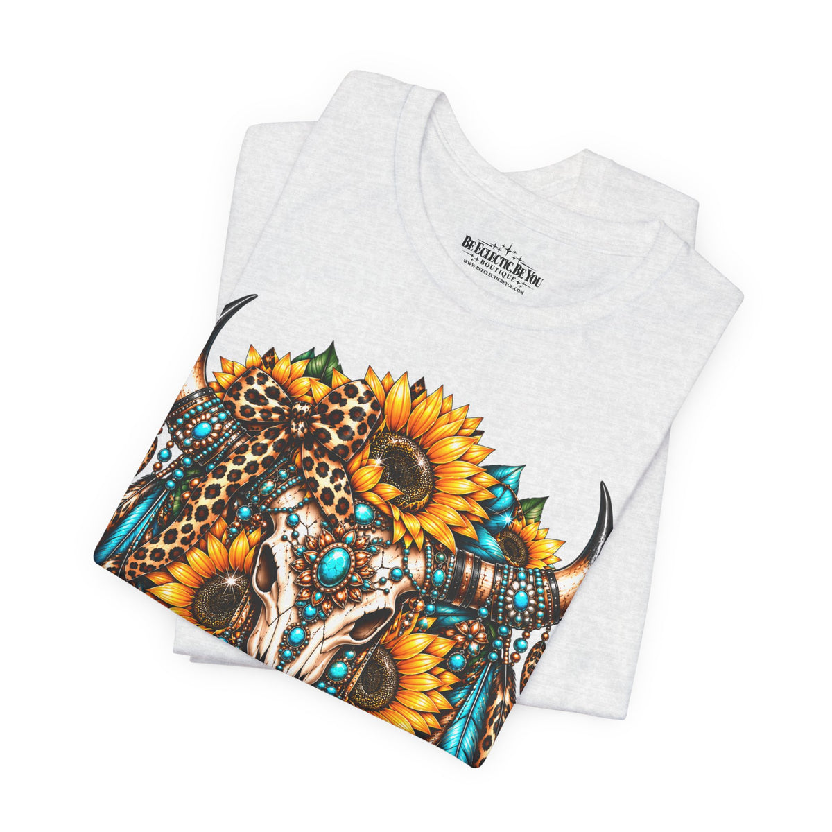 Boho Buffalo Skull Sunflower T-Shirt