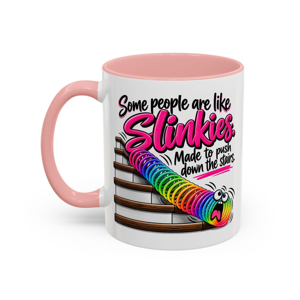 Funny 'Some People Are Like Slinkies' Accent Coffee Mug – Humorous Rainbow Slinky Gift