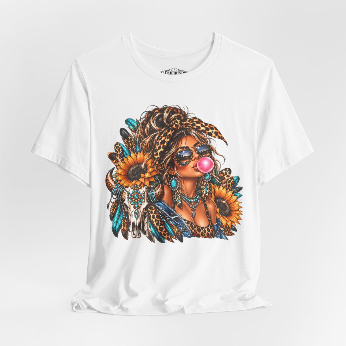 Boho Woman with Sunflowers Graphic T-Shirt
