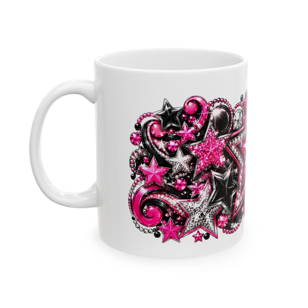 Pink Rhinestone Star Glam Mug