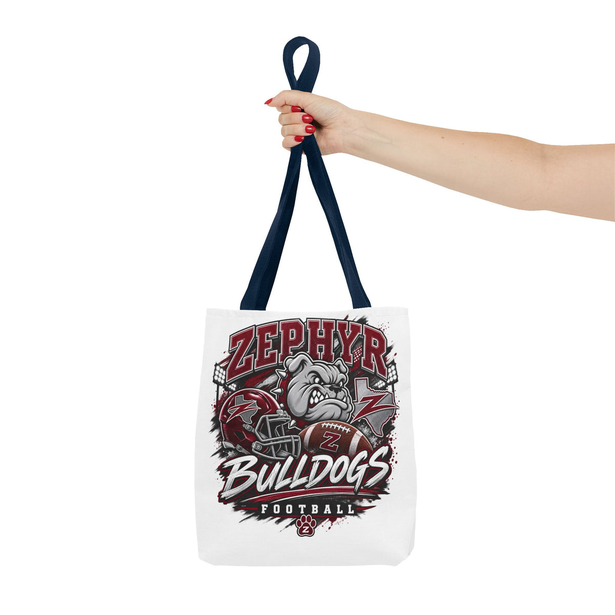 Bulldogs Football Tote Bag — Zephyr Mascot Collegiate Game Day Tote