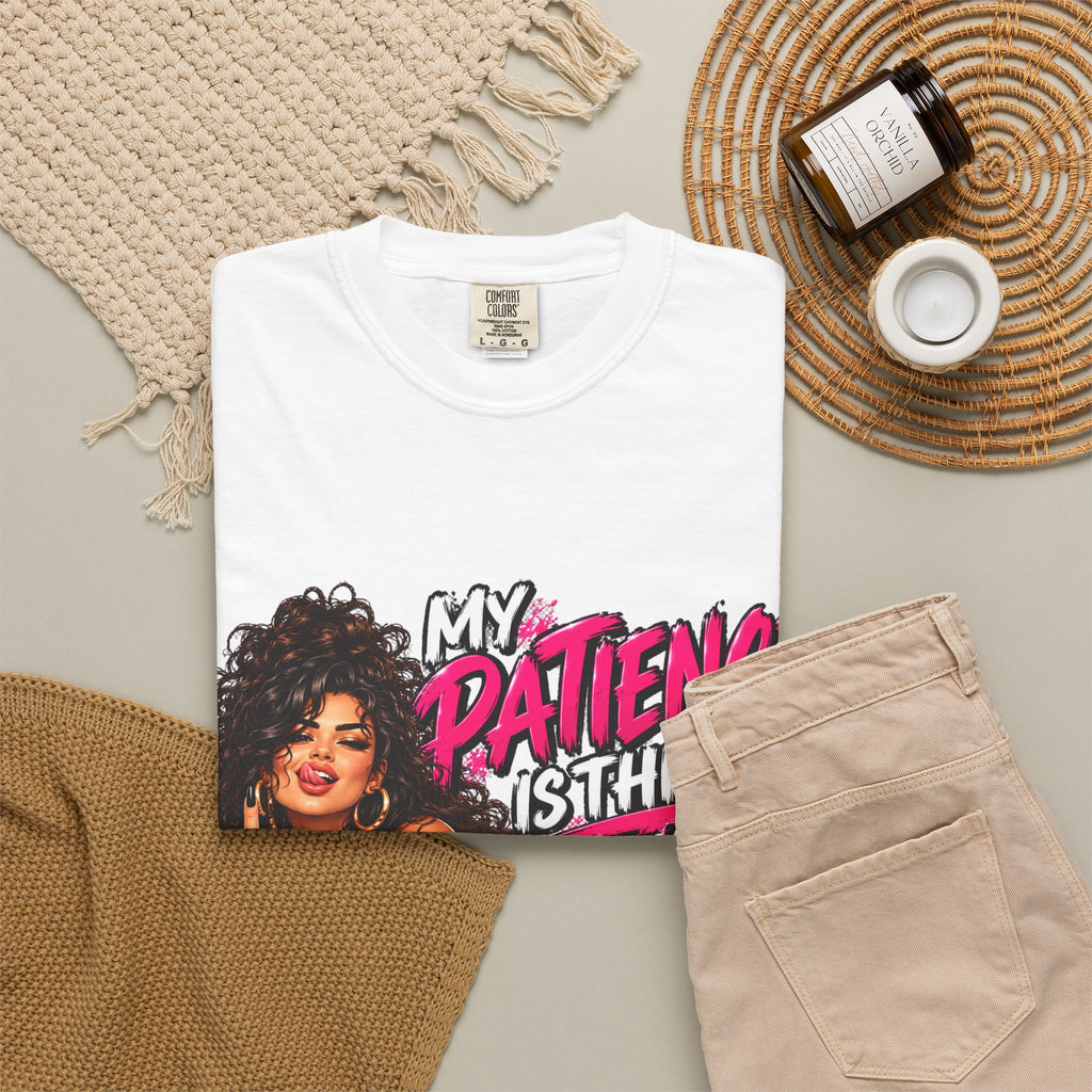Graphic T-Shirt — "My Patience Is Thin and My Give a F*** Is Broken" Retro Sassy Woman
